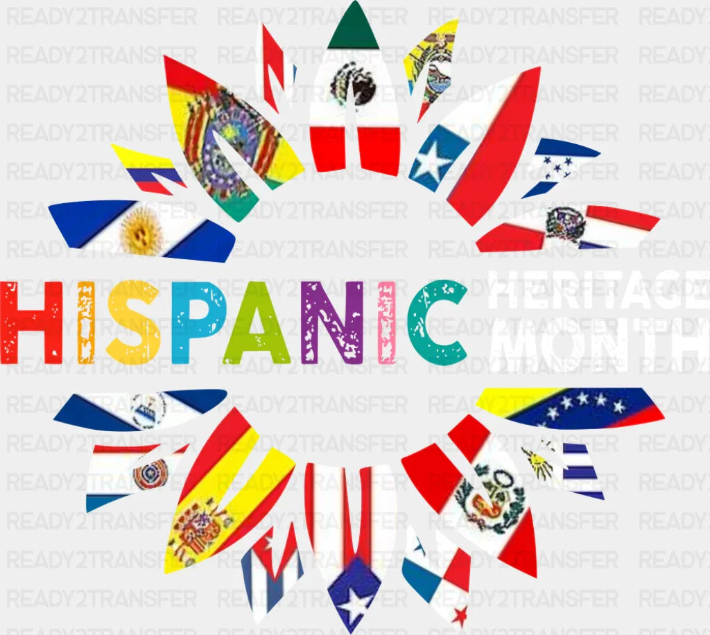 Hispanic Heritage Month Flags Sunflower - Hispanic Heritage Month DTF Transfer