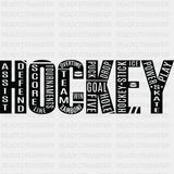 Hockey B&W Letters - Hockey DTF Transfers ready2transfer Dark Color Design (See Imaging)