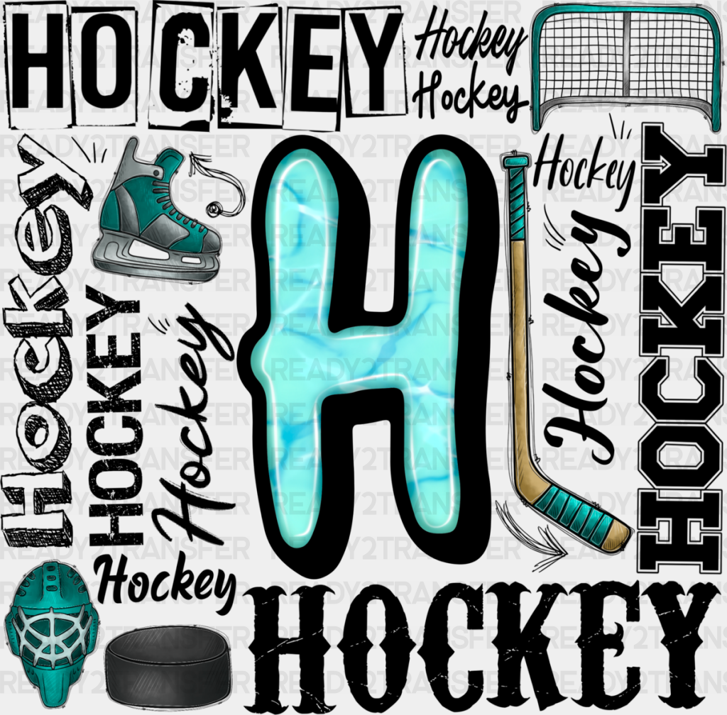 Hockey H Doodles - Dtf Heat Transfer Adult Unisex S & M (10’’) / Black