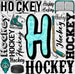 Hockey H Doodles - Hockey DTF Heat Transfer ready2transfer Black
