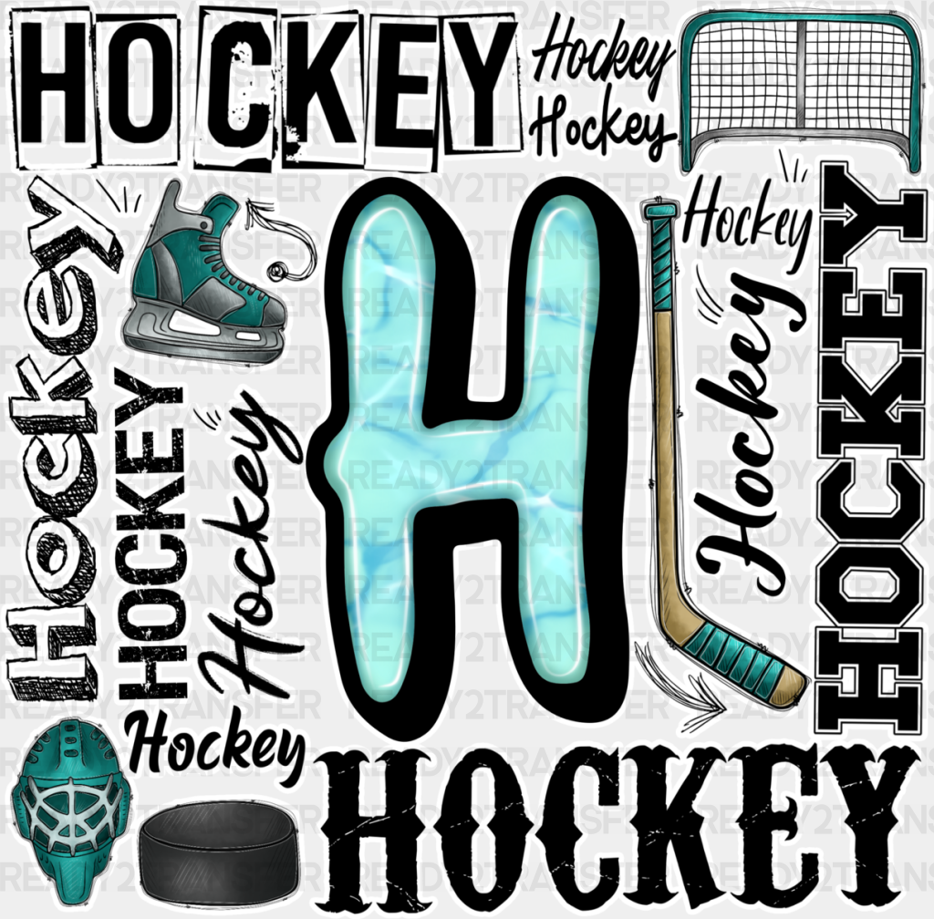 Hockey H Doodles - Dtf Heat Transfer Adult Unisex S & M (10’’) / White