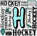 Hockey H Doodles - Hockey DTF Heat Transfer ready2transfer White