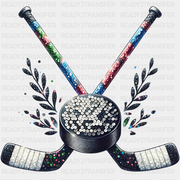 Hockey Sticks & Puck - Hockey DTF Transfers