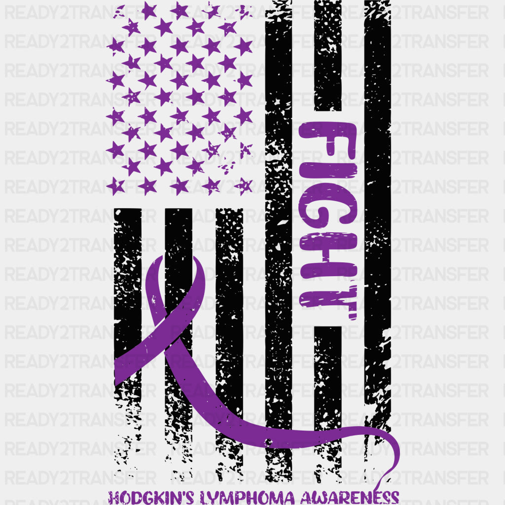 Hodgkin’s Lymphoma Awareness Purple US Flag - Lymphoma DTF Transfers Adult Unisex - S & M (10’’) / Dark Color Design