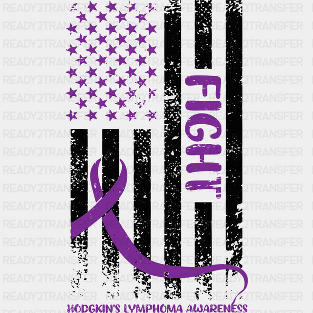 Hodgkin’s Lymphoma Awareness Purple US Flag - Lymphoma DTF Transfers Adult Unisex - S & M (10’’) / Dark Color Design