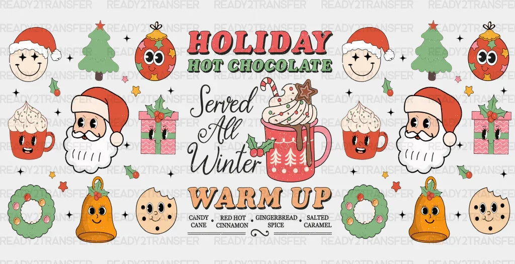 Holiday Hot Chocolate - Christmas Cup Wrap Uv Sticker Permanent Dtf Decal