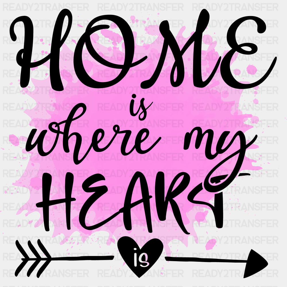 Home Is Where My Heart Is Purple Design - Family DTF Transfers ready2transfer Dark Color Design (See Imaging)