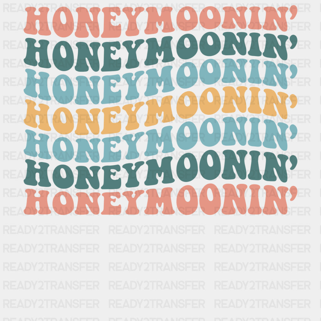 Honeymoonin' Retro Wavy Design - Honeymoon DTF Transfers ready2transfer