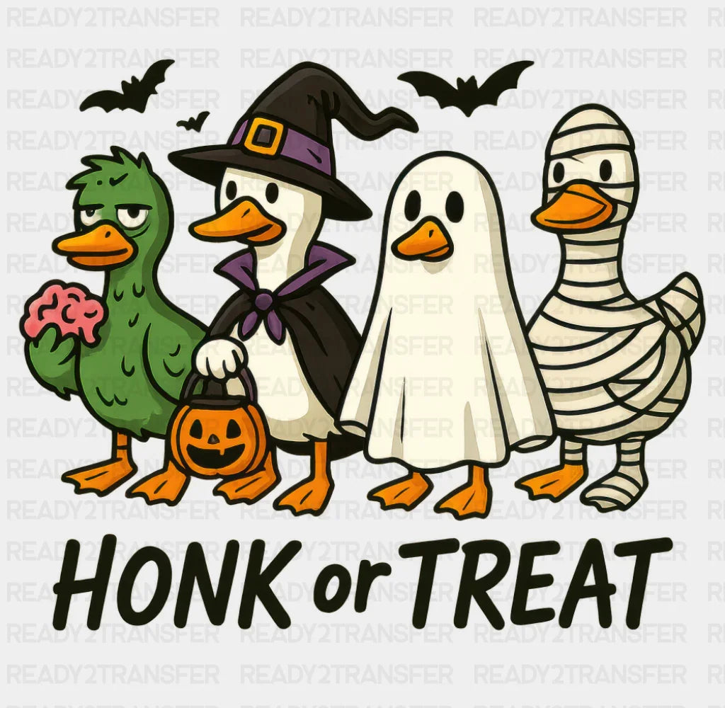 Honk Or Treat Black And White - Halloween DTF Transfer ready2transfer Dark Color Design (See Imaging)
