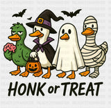 Honk Or Treat Black And White - Halloween DTF Transfer ready2transfer Dark Color Design (See Imaging)