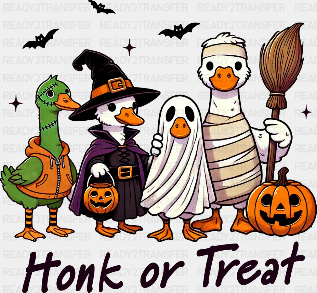 Honk Or Treat Gooses Halloween DTF Transfer Adult Unisex S & M (10’’) / Dark Color Design (See Imaging)
