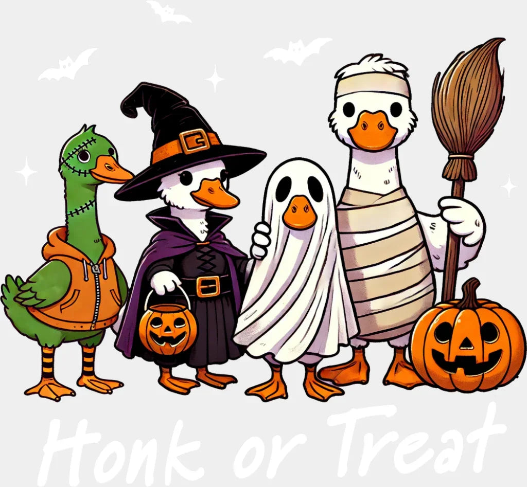 Honk Or Treat Gooses Halloween DTF Transfer Adult Unisex S & M (10’’) / Light Color Design (See Imaging)