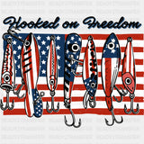 Hooked On Freedom - Fishing DTF Transfers