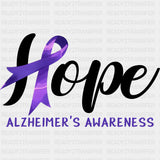 Hope Alzheimer's Awareness - Alzheimer's Awareness DTF Transfer ready2transfer Dark Color Design (See Imaging)