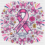 Hope Ribbons - Breast Cancer DTF Transfers - Adult Unisex - S & M (10’’) / Dark Color Design (See Imaging)