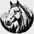 Horse B&W - Animals DTF Transfers - Adult Unisex - S & M (10’’) / Dark Color Design (See Imaging)