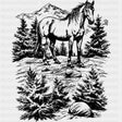 Horse In Woods - Animals DTF Transfers - Adult Unisex - S & M (10’’) / Dark Color Design (See Imaging)