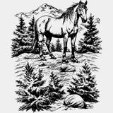Horse In Woods - Animals DTF Transfers - Adult Unisex - S & M (10’’) / Light Color Design (See Imaging)