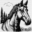 Horse Portrait - Animals DTF Transfers - Adult Unisex - S & M (10’’) / Dark Color Design (See Imaging)