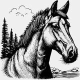 Horse Portrait - Animals DTF Transfers - Adult Unisex - S & M (10’’) / Light Color Design (See Imaging)