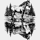 Horse Reflection - Animals DTF Transfers - Adult Unisex - S & M (10’’) / Light Color Design (See Imaging)