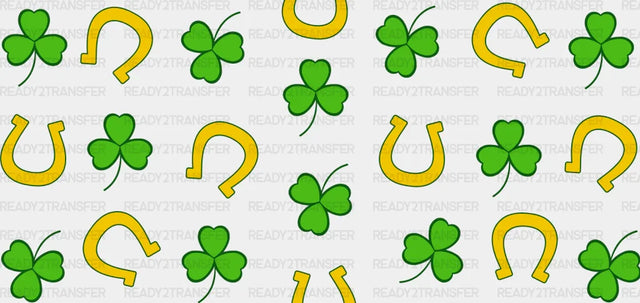 Horseshoe And Clovers - St Patrick Cup Wrap Uv Sticker Permanent Dtf Decal