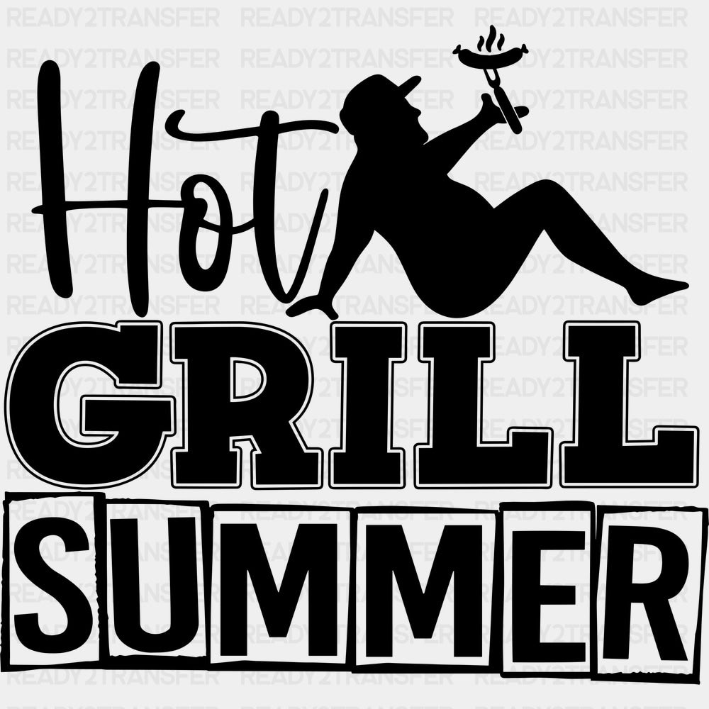 Hot Grill Summer - Funny DTF Transfers - Adult Unisex - S & M (10’’) / Dark Color Design (See Imaging)
