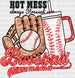 Hot Mess Always Stressed Baseball Mama - Baseball DTF Heat Transfer ready2transfer White