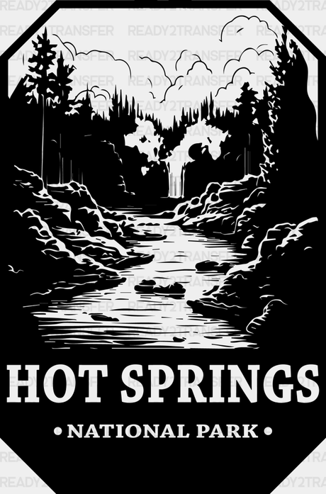 Hot Spring National Park Design - Parks Dtf Transfers Adult Unisex S & M (10’) / Black