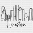Houston, B&W City Silhouette - States & Cities DTF Transfers ready2transfer Dark Color Design (See Imaging)