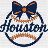 Houston Baseball, Ribbon - States & Cities DTF Transfers ready2transfer Dark Color Design (See Imaging)