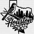 Houston Bird B&W Map - States & Cities DTF Transfers ready2transfer Dark Color Design (See Imaging)