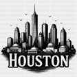 Houston City Drawing - States & Cities DTF Transfers ready2transfer Dark Color Design (See Imaging)
