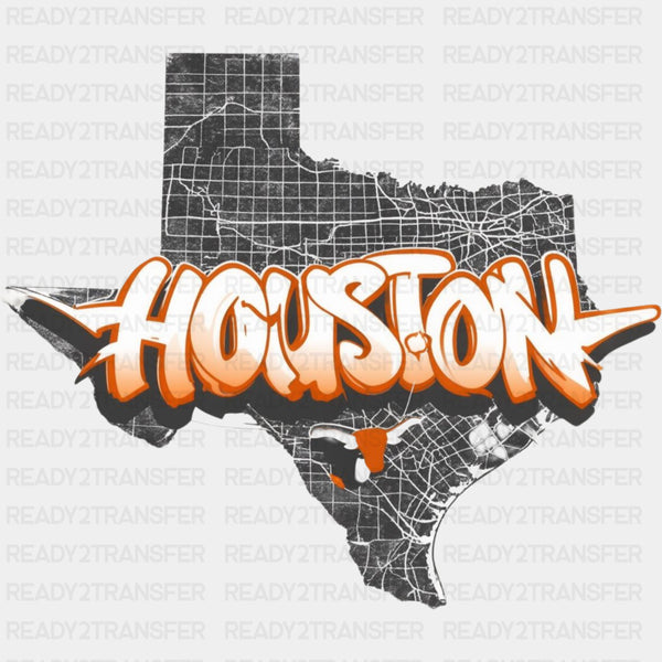 Houston Map Graffiti - States & Cities DTF Transfers
