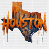 Houston Orange Map - States & Cities DTF Transfers ready2transfer