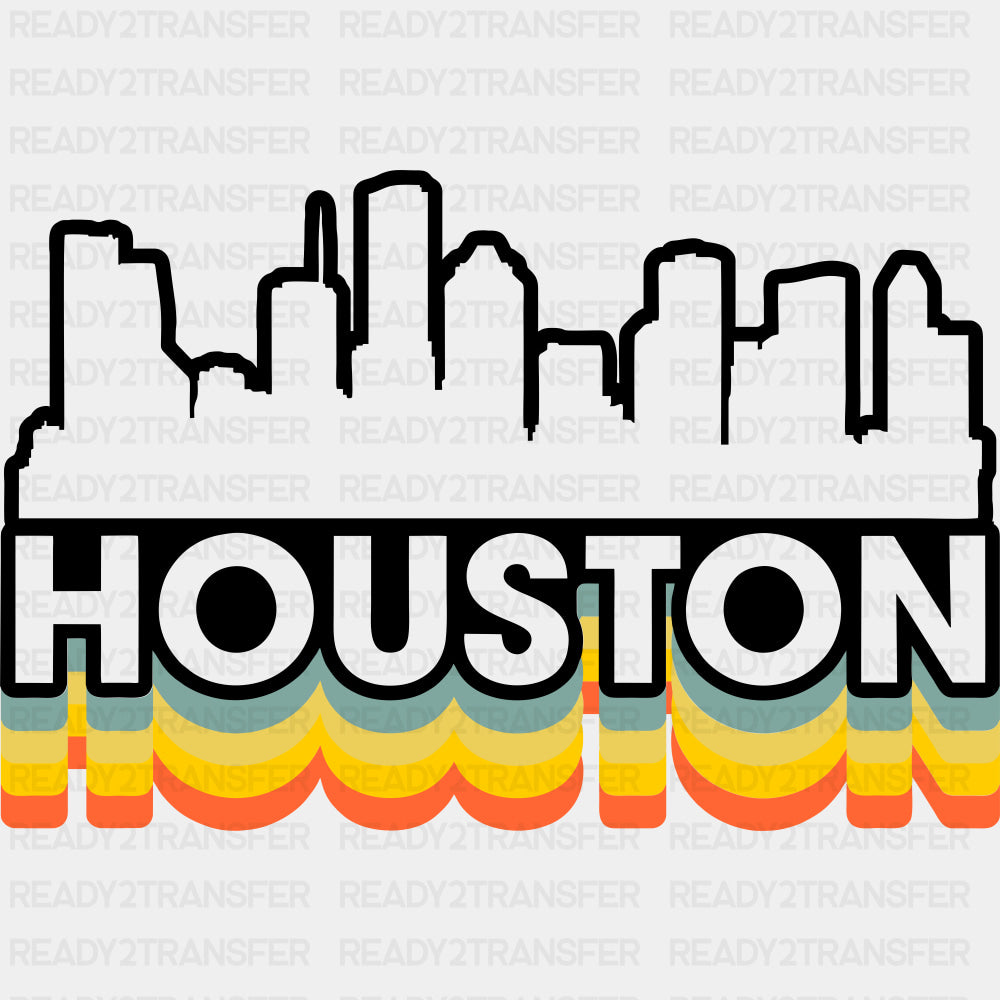 Houston Silhouette - States & Cities DTF Transfers ready2transfer Dark Color Design (See Imaging)
