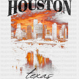 Houston Texas Sunset - States & Cities DTF Transfers ready2transfer Dark Color Design (See Imaging)