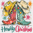 Howdy Christmas Boots & Hats - Christmas DTF Transfer Adult Unisex - S & M (10’’) / Dark Color Design (See Imaging)