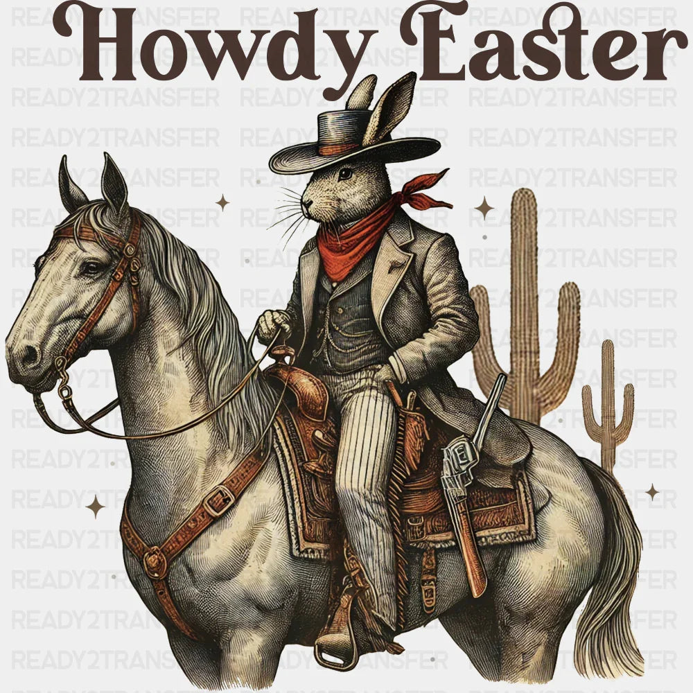 Howdy Easter Horse Riding - Easter DTF Transfer Adult Unisex - S & M (10’’) / Dark Color Design (See Imaging)