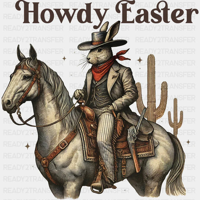 Howdy Easter Horse Riding - Easter DTF Transfer Adult Unisex - S & M (10’’) / Dark Color Design (See Imaging)