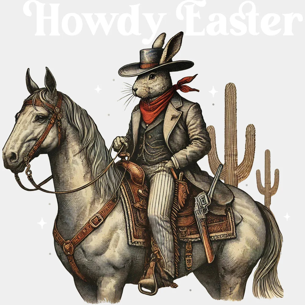 Howdy Easter Horse Riding - Easter DTF Transfer Adult Unisex - S & M (10’’) / Light Color Design (See Imaging)