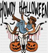 Howdy Halloween Cowgirl - Halloween DTF Transfer Adult Unisex - S & M (10’’) / Dark Color Design (See Imaging)