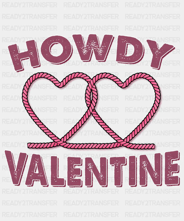 HOWDY VALENTINE PURPLE ROPE HEART DTF Transfer