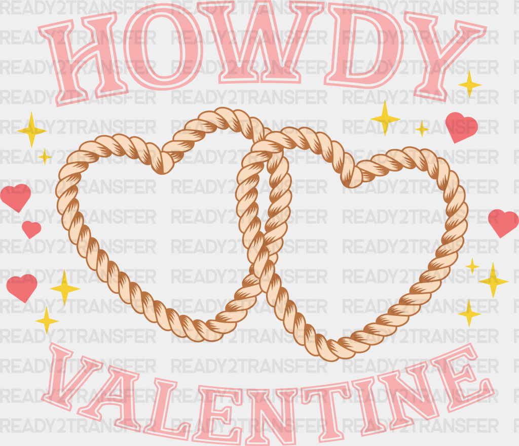 Howdy Valentine Rope Heart Dtf Transfer