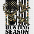 Hunting Season, B&W US Flag - Hunting DTF Transfers ready2transfer Dark Color Design (See Imaging)