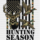 Hunting Season, B&W US Flag - Hunting DTF Transfers ready2transfer Dark Color Design (See Imaging)