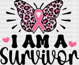 I Am A Survivor Ribbon Butterfly - Cancer Dtf Transfer Adult Unisex S & M (10’’) / Dark Color