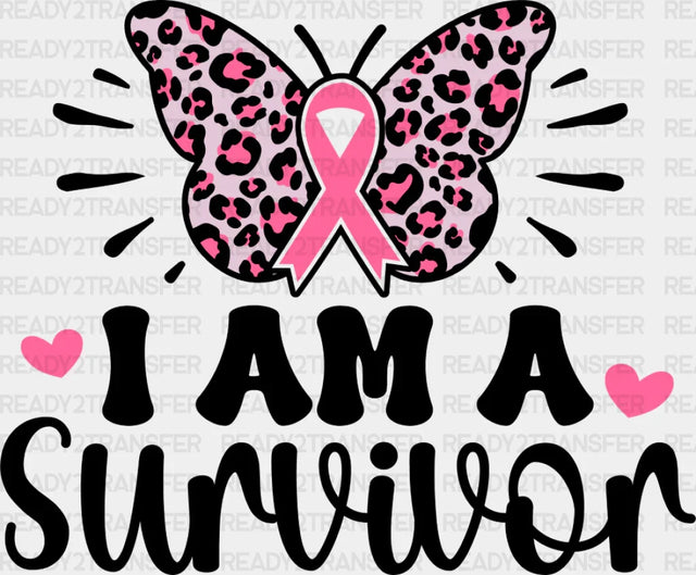 I Am A Survivor Ribbon Butterfly - Cancer Dtf Transfer Adult Unisex S & M (10’’) / Dark Color