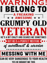 I Belong To A Freaking Awesome Grumpy Old Veteran - Military DTF Transfer Adult Unisex - S & M (10’’) / Dark Color