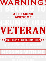 I Belong To A Freaking Awesome Grumpy Old Veteran - Military DTF Transfer Adult Unisex - S & M (10’’) / Light Color